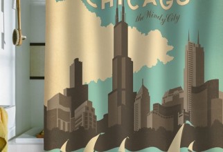 612x612px Chicago Shower Curtain Picture in Curtain