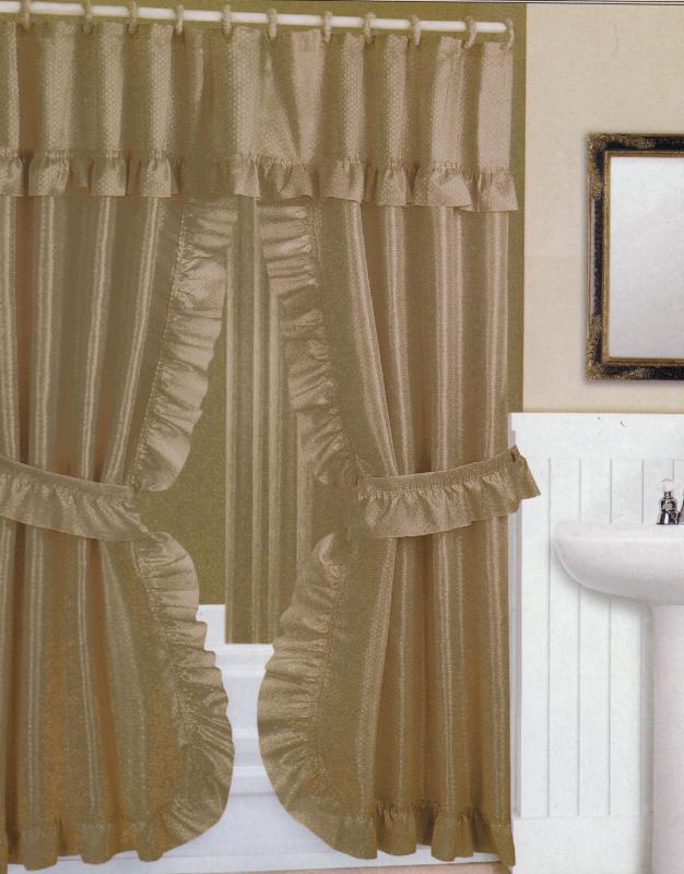 Double Swag Shower Curtain With Valance in Curtain