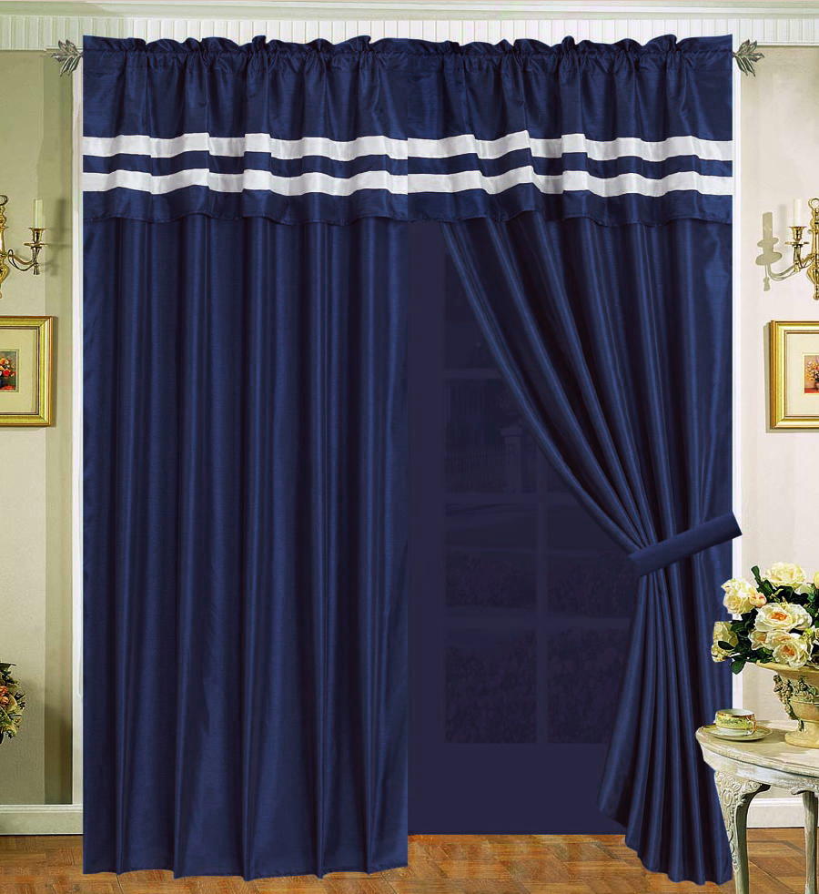 Navy Blue Curtain Panels in Curtain