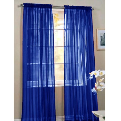 Navy Blue Sheer Curtains in Curtain