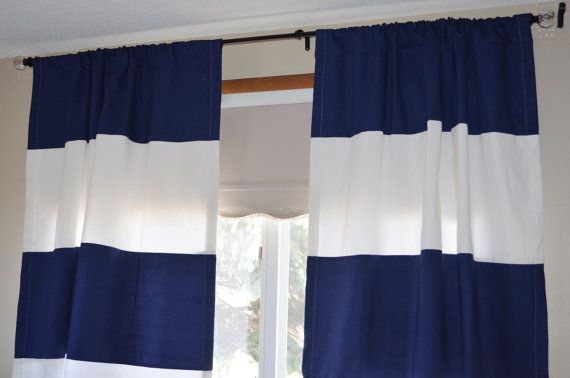 Navy Blue Striped Curtains in Curtain