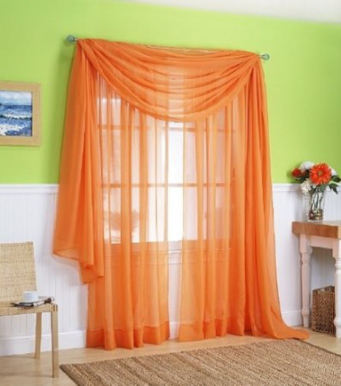 Orange Patterned Curtains in Curtain