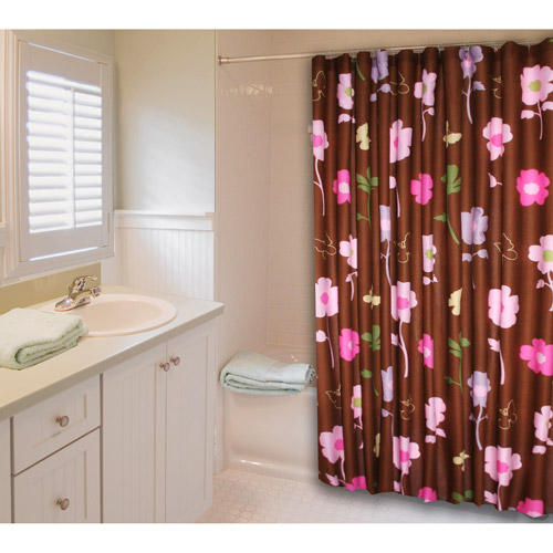 Pink And Brown Shower Curtain in Curtain