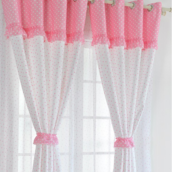 Pink And White Curtains in Curtain