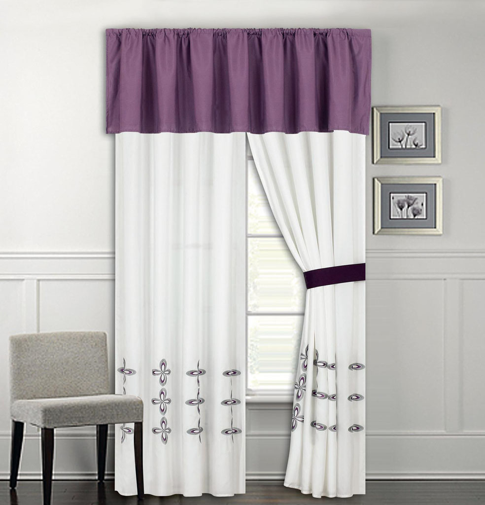Purple And White Curtains in Curtain