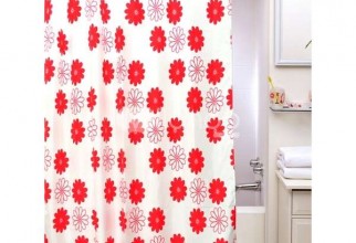 600x600px Red And White Shower Curtain Picture in Curtain