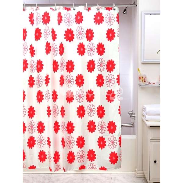 Red And White Shower Curtain in Curtain