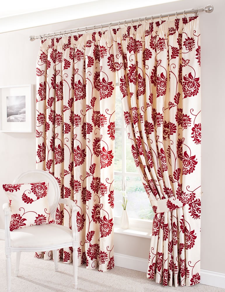 Red Damask Curtains in Curtain