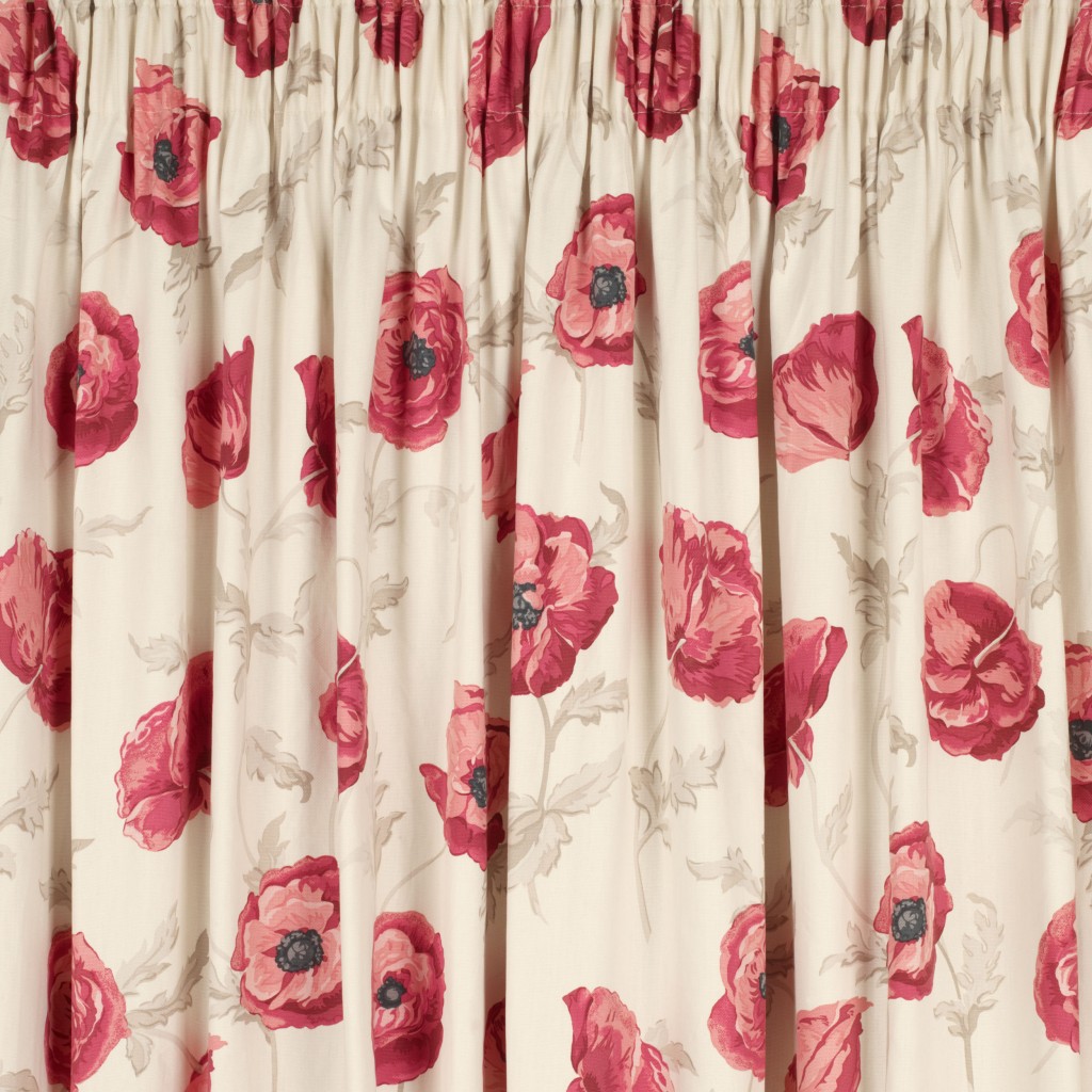 Red Patterned Curtains in Curtain
