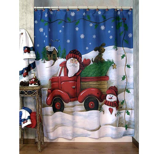 Santa Shower Curtain in Curtain