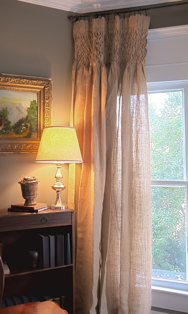 Smocked Burlap Curtains in Curtain