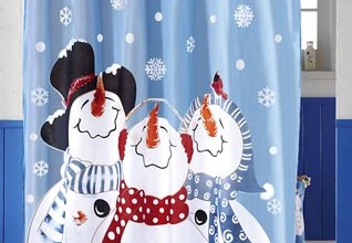 318x400px Snowman Shower Curtain Set Picture in Curtain