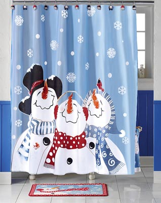 Snowman Shower Curtain Set in Curtain