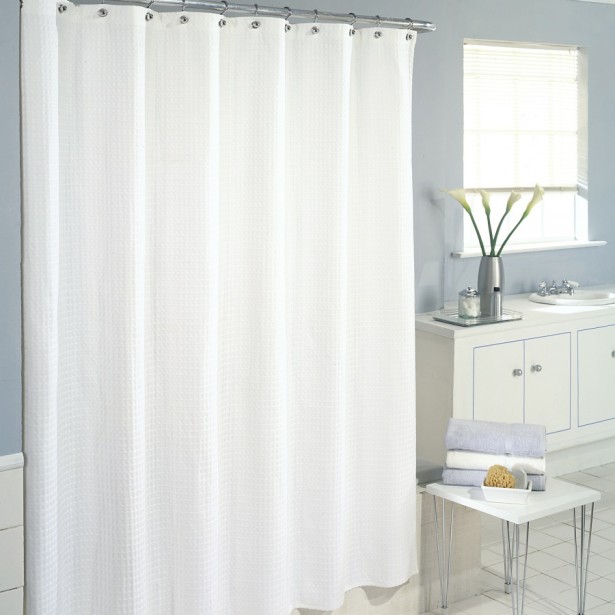 White Linen Shower Curtain in Curtain