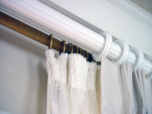 White Wooden Curtain Rods in Curtain