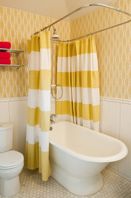Yellow And White Striped Curtains in Curtain