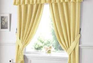 500x500px Yellow Gingham Curtains Picture in Curtain