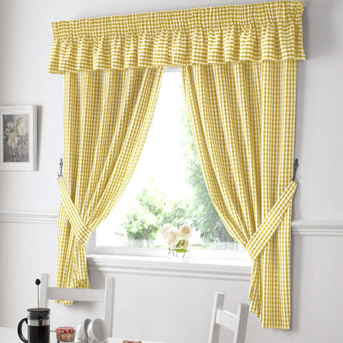Yellow Gingham Curtains in Curtain