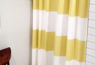 720x1220px Yellow Striped Shower Curtain Picture in Curtain