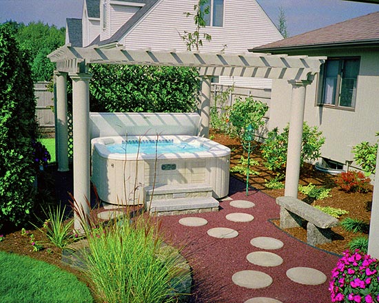 Backyard Deck Ideas With Hot Tub in Garden
