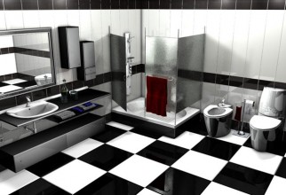 640x480px Black And White Tile Bathroom Picture in Bathroom