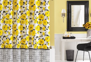 900x900px Black And Yellow Shower Curtain Picture in Curtain
