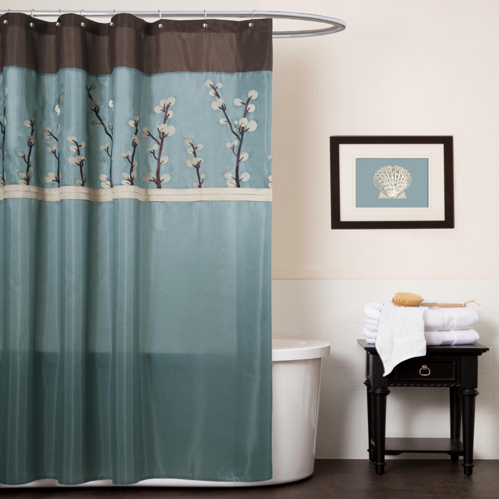 Blue And Brown Shower Curtains in Curtain