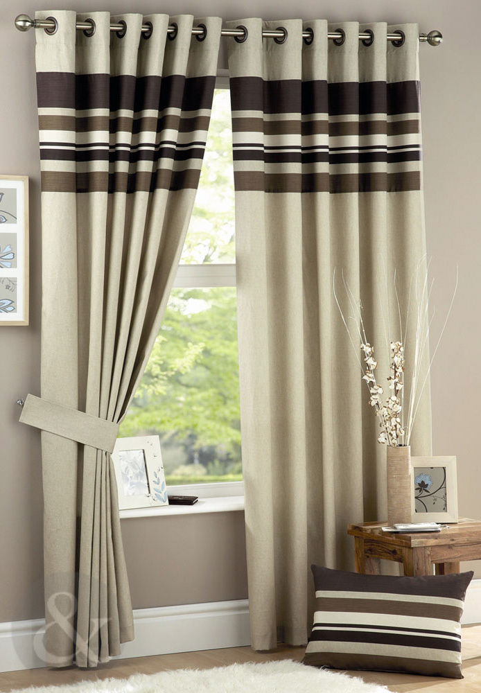 Brown Striped Curtains in Curtain