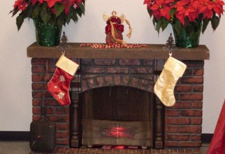 528x454px Chimney Christmas Decorations Picture in Fire Place