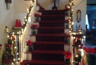 736x985px Christmas Staircase Decorations Picture in Interior Design
