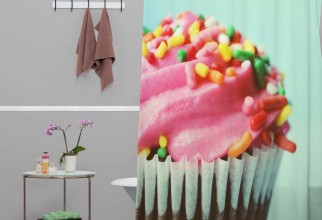 736x736px Cupcake Shower Curtain Picture in Curtain