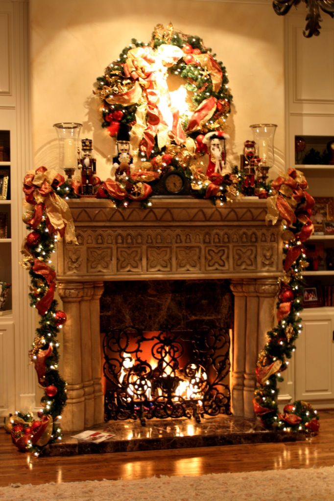Fireplace Christmas Decorations in Fire Place
