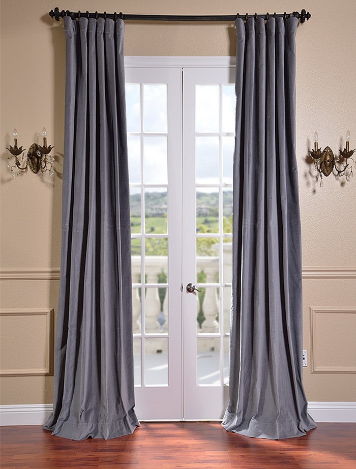 Gray Velvet Curtains in Curtain