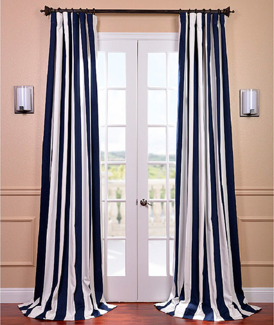Navy Stripe Curtains in Curtain