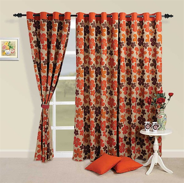 Orange And Brown Curtains in Curtain