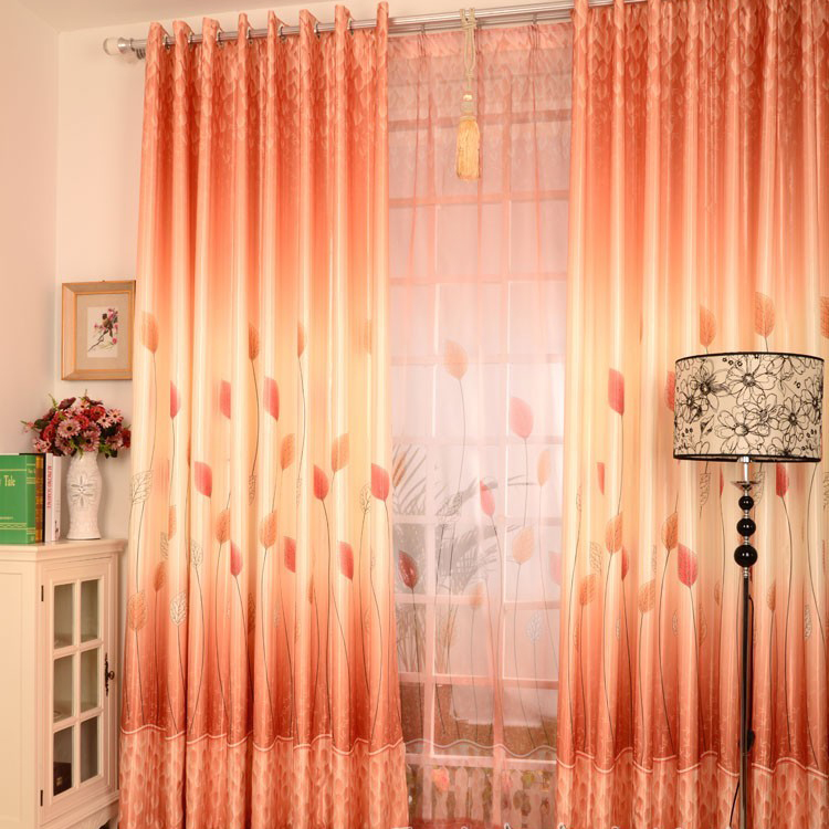 Orange Print Curtains in Curtain