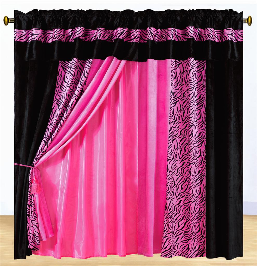 Pink And Black Curtains in Curtain