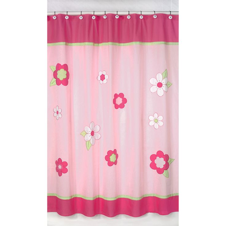 Pink And Green Shower Curtain in Curtain