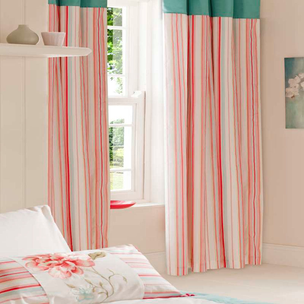 Pink And White Striped Curtains in Curtain