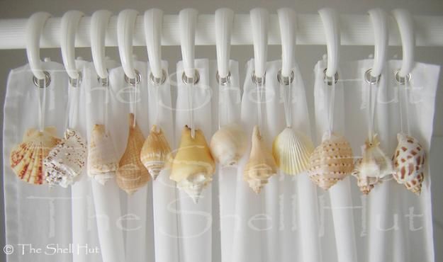 Seashell Shower Curtain Hooks in Curtain