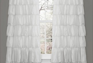 496x640px White Ruffle Curtain Panels Picture in Curtain