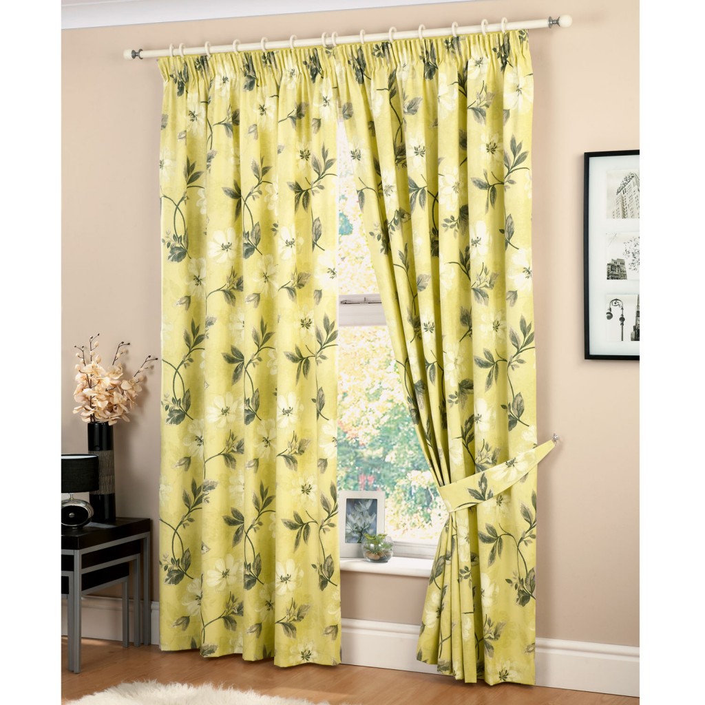 Yellow Floral Curtains in Curtain