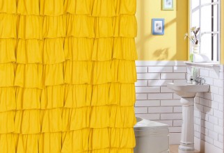 860x1000px Yellow Ruffle Shower Curtain Picture in Curtain