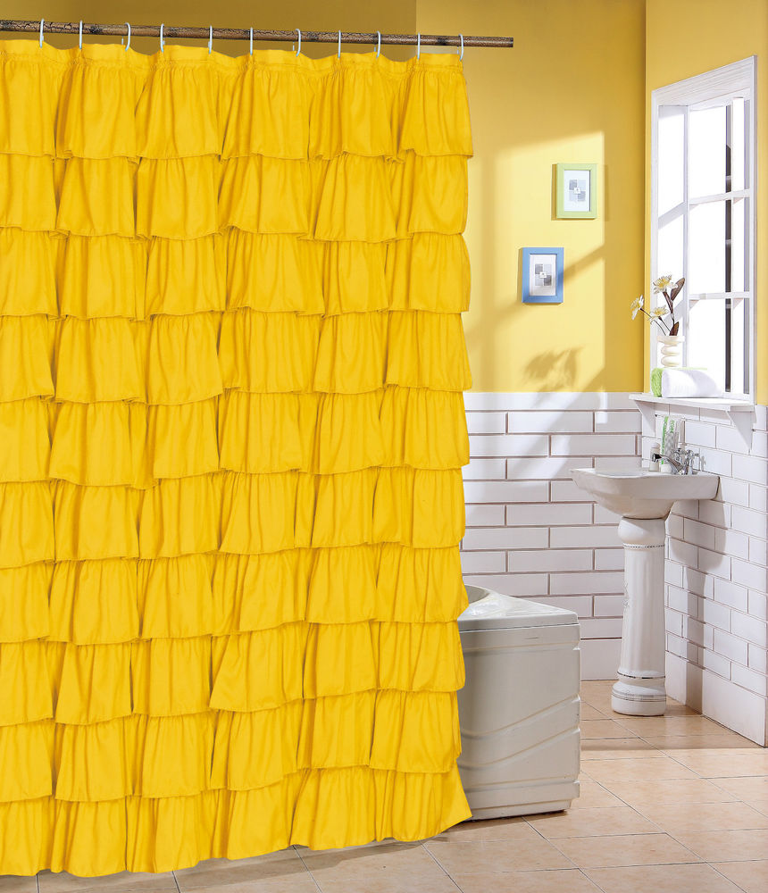 Yellow Ruffle Shower Curtain in Curtain