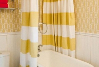 768x1025px Yellow Stripe Shower Curtain Picture in Curtain