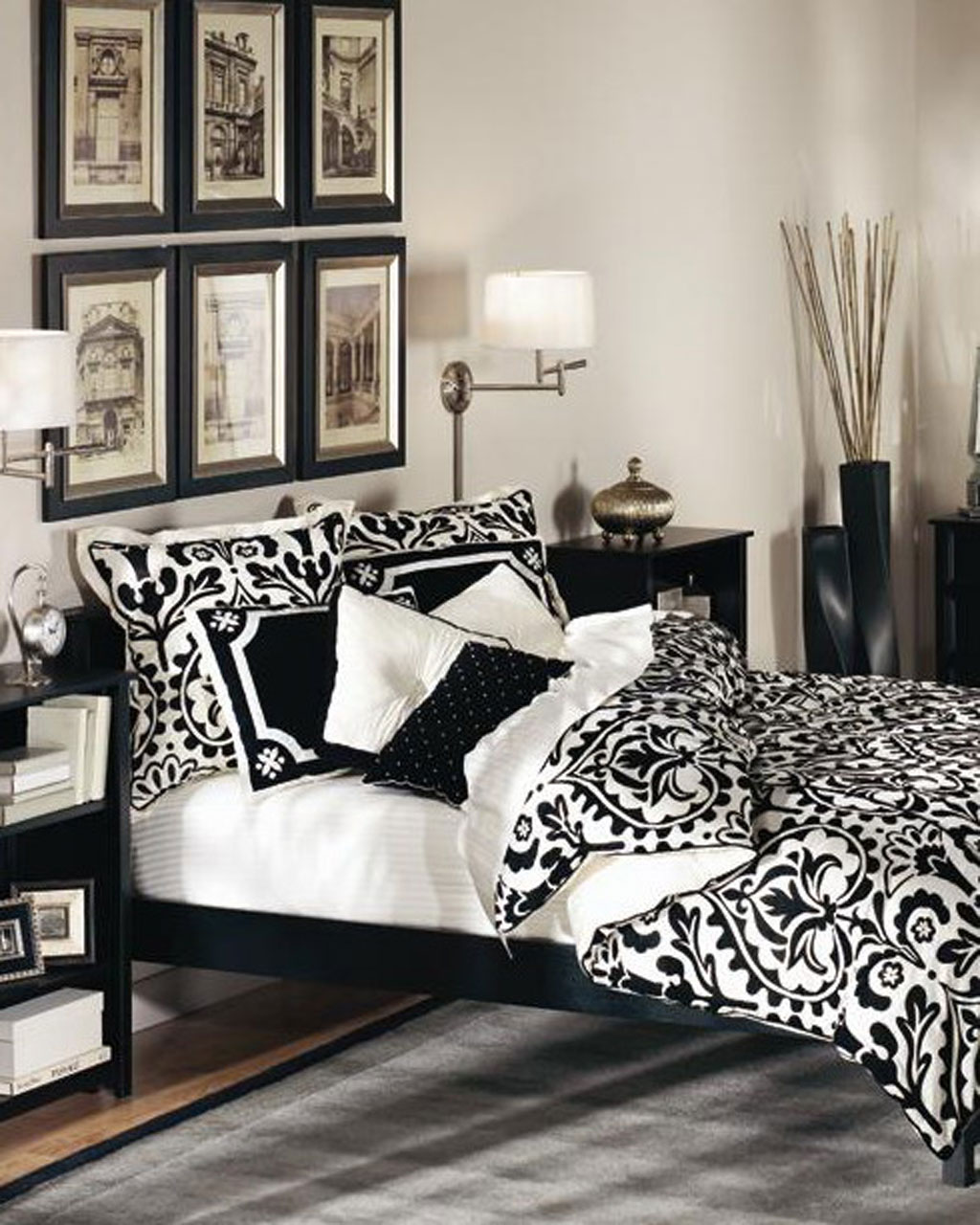 Black And White Bedroom in Bedroom