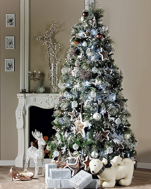 White And Silver Christmas Decorations in Interior Design
